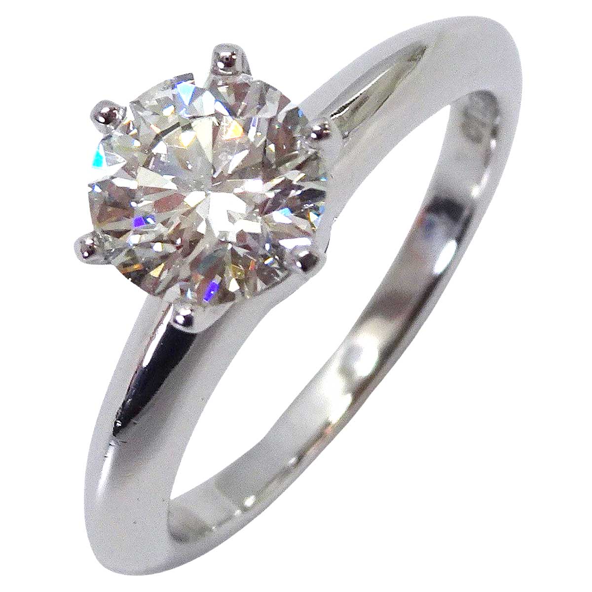 [Pre-loved] TIFFANY&Co. ring Solitaire Tiffany Setting Engagement Ring VS1 PT950/Diamond1.09CT #51[LIKE NEW][Authentic]