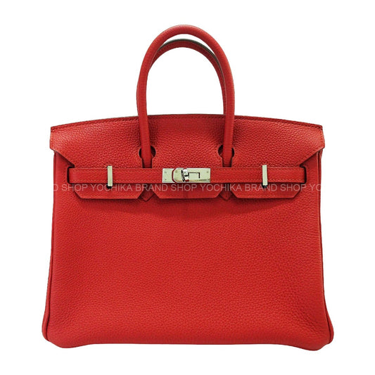 [Pre-loved] HERMES Handbag Birkin25 Vermillon Veau Togo Silver HW Stamp T[LIKE NEW][Authentic]