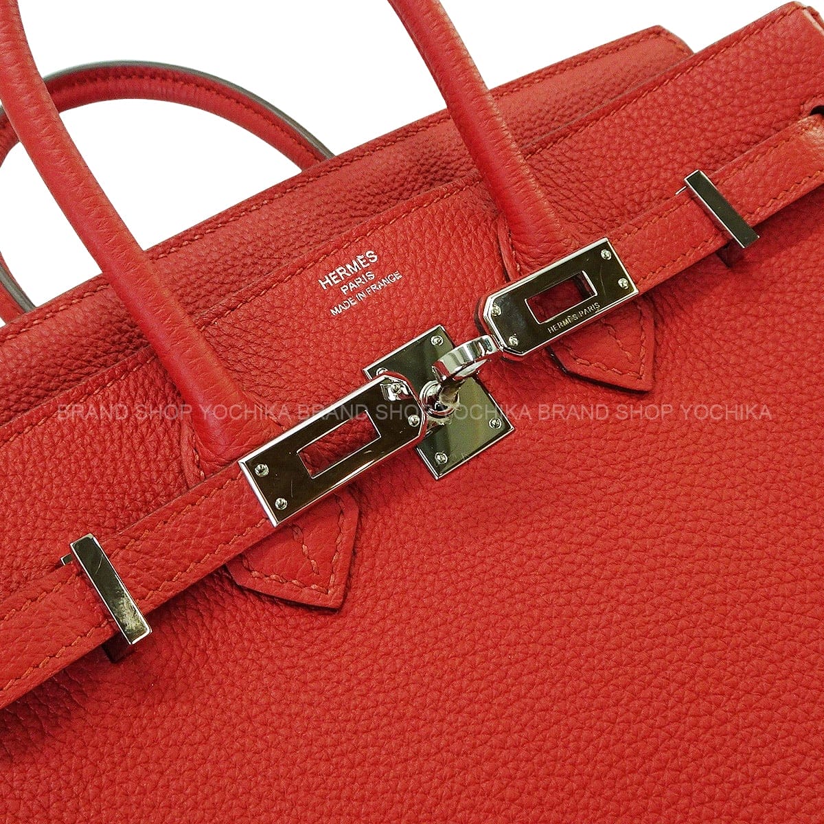 [Pre-loved] HERMES Handbag Birkin25 Vermillon Veau Togo Silver HW Stamp T[LIKE NEW][Authentic]