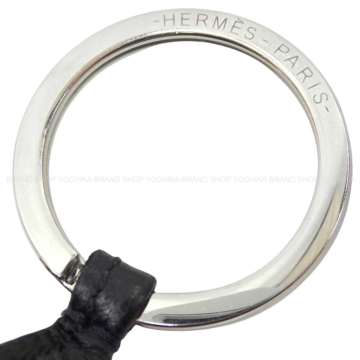 [Pre-loved] HERMES key ring Carmen Unodos Noir (Black)/Etoupe Agneau Milo Silver HW[USED SA][Authentic]