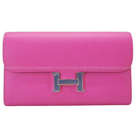 [Pre-loved] HERMES long wallet Constance Long Wallet Magnolia Veau Epsom Bleu Brighton Lacquer Stamp C[LIKE NEW][Authentic]