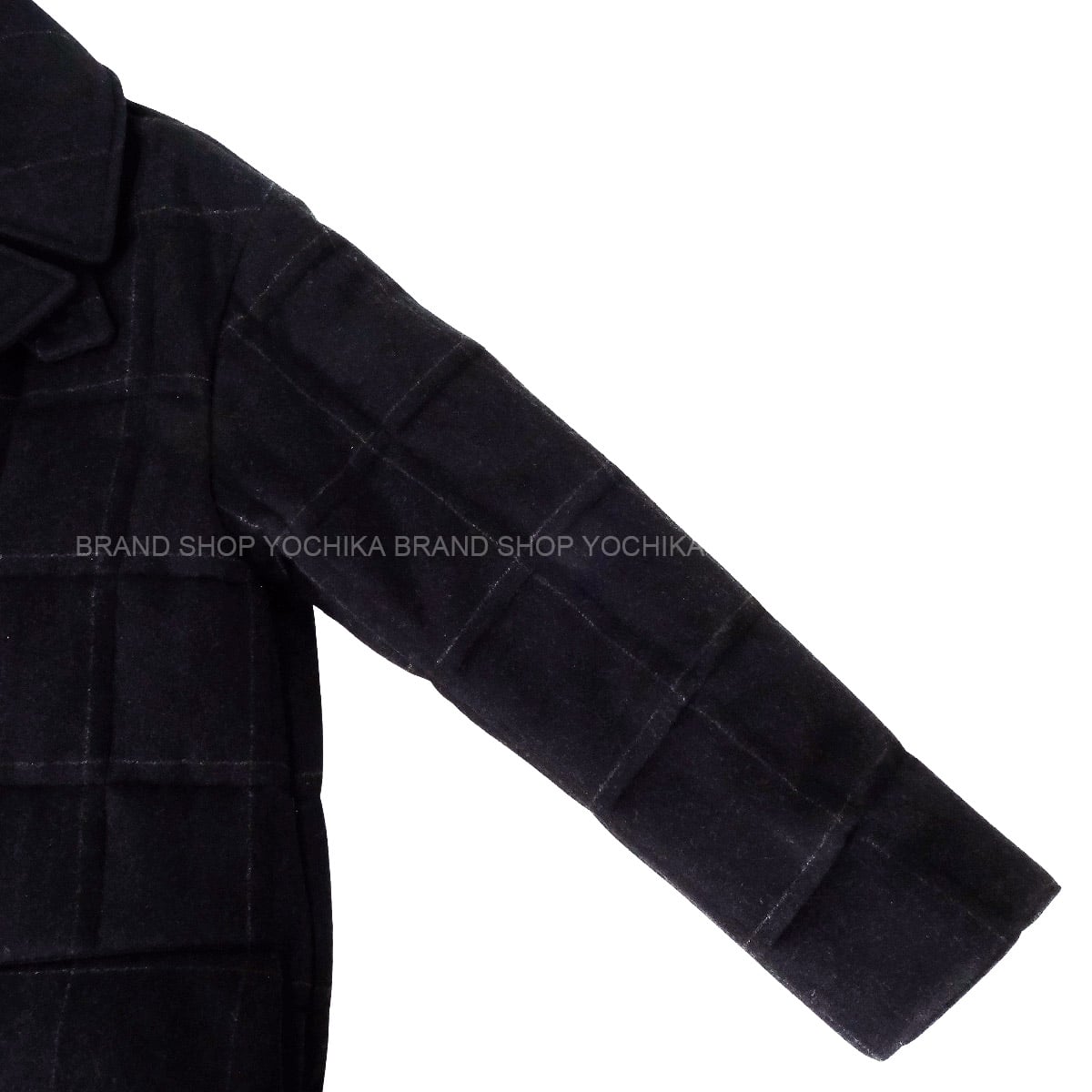 [Pre-loved] 2023AW HERMES Men's Double Button Kilting Check Padded coat Noir (Black) Wool/Cashmere #46 PT9610[LIKE NEW][Authentic]