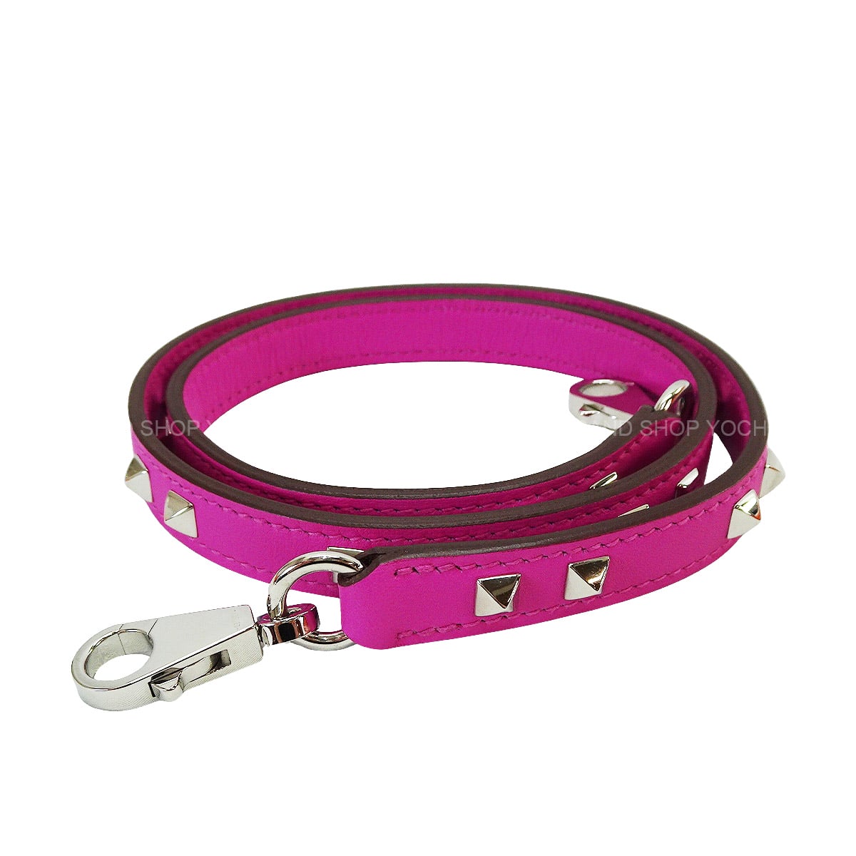 [Pre-loved] HERMES shoulder strap Bandouliere Mini Dog with Carre 16mm Medor Studs Magnolia Veau Swift Silver HW Stamp C[LIKE NEW][Authentic]