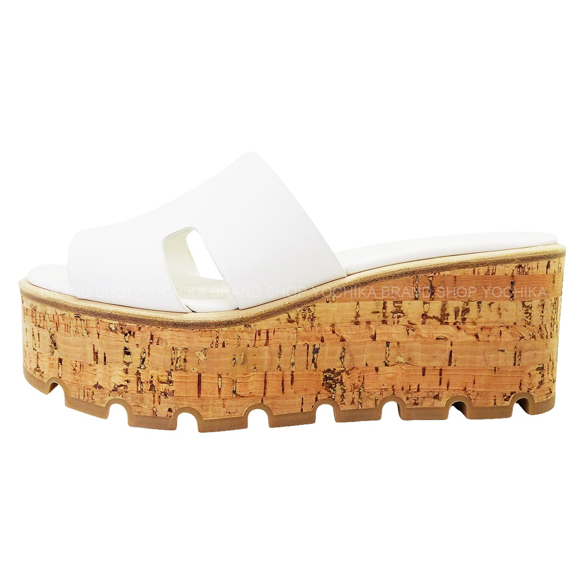HERMES sandals EZE 30 Blanc (White) Calf/Cork #35[EXCELLENT][Authentic]