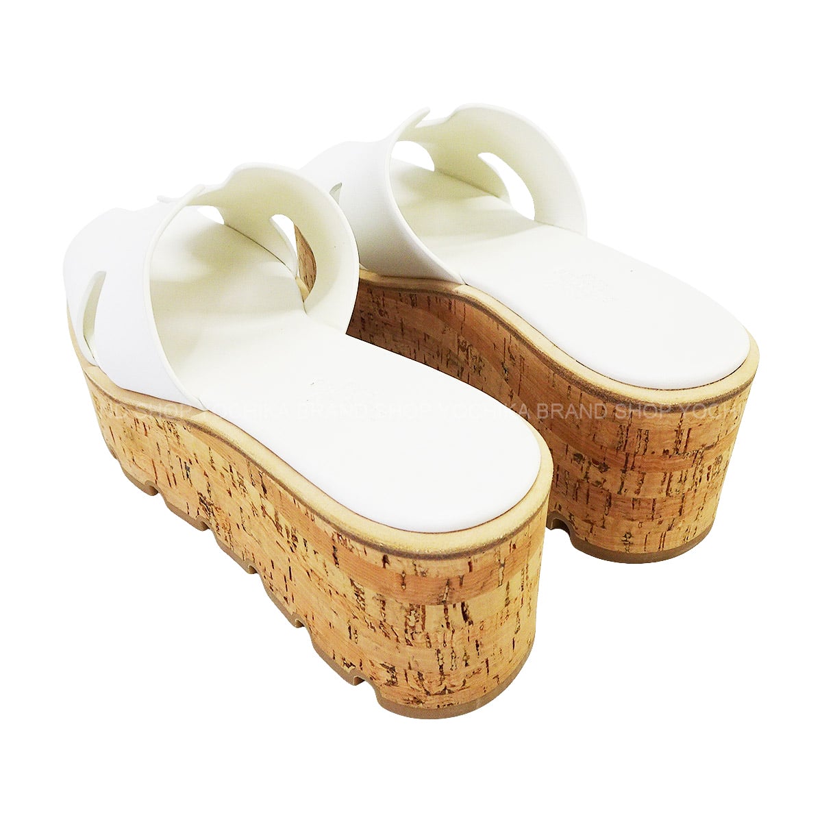 HERMES sandals EZE 30 Blanc (White) Calf/Cork #35[EXCELLENT][Authentic]