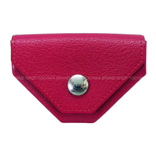 HERMES change purse PORTE MONNAIE LE 24 Verso Rose Extreme/Rouge H Chevre Mysore Silver HW Stamp Y[EXCELLENT][Authentic]