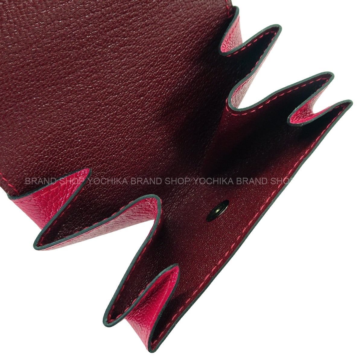 HERMES change purse PORTE MONNAIE LE 24 Verso Rose Extreme/Rouge H Chevre Mysore Silver HW Stamp Y[EXCELLENT][Authentic]