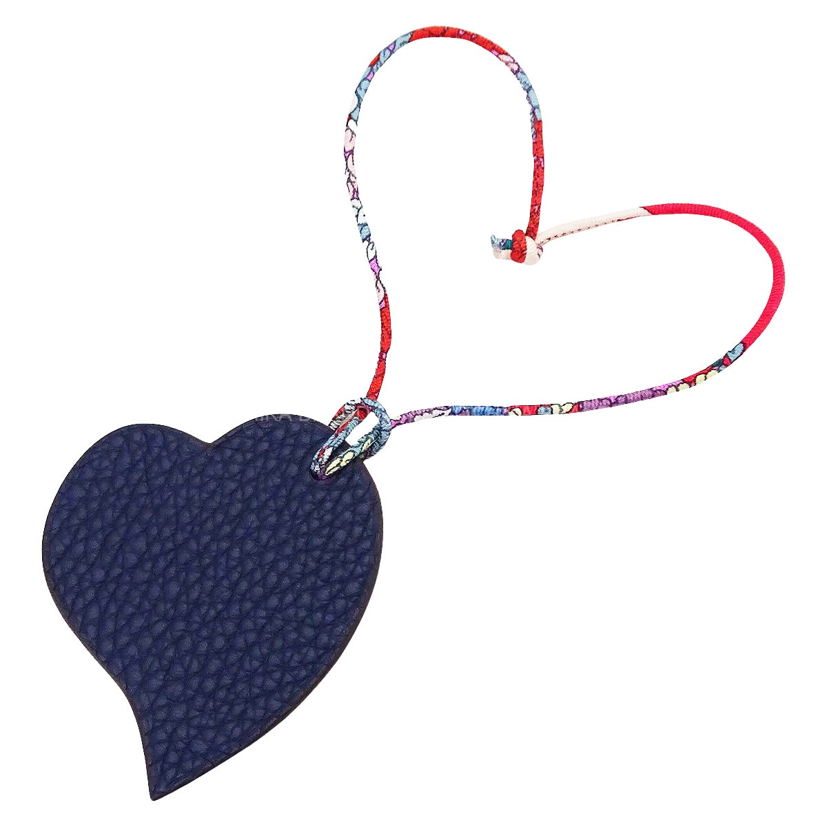 HERMES bag charm Petit H Heart Bleu Encre/Chocolat Veau Togo/Veau Epsom[EXCELLENT][Authentic]