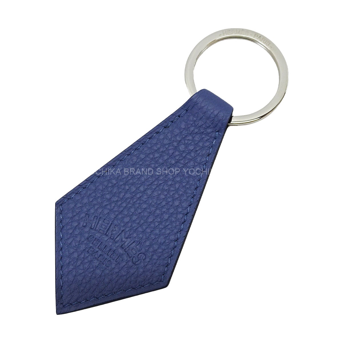 HERMES keyring(key holder) Porte cles Tab Bleu Brighton Veau Togo Silver HW[BRAND NEW][Authentic]