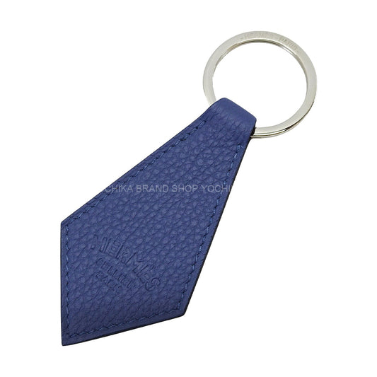 HERMES keyring(key holder) Porte cles Tab Bleu Brighton Veau Togo Silver HW[BRAND NEW][Authentic]