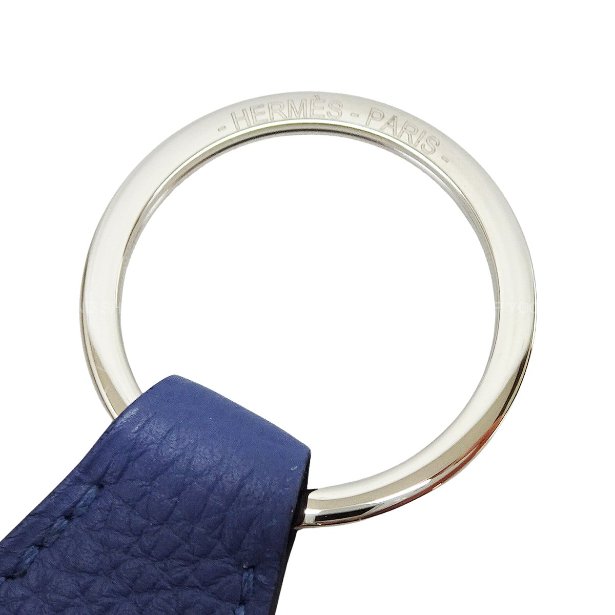 HERMES keyring(key holder) Porte cles Tab Bleu Brighton Veau Togo Silver HW[BRAND NEW][Authentic]