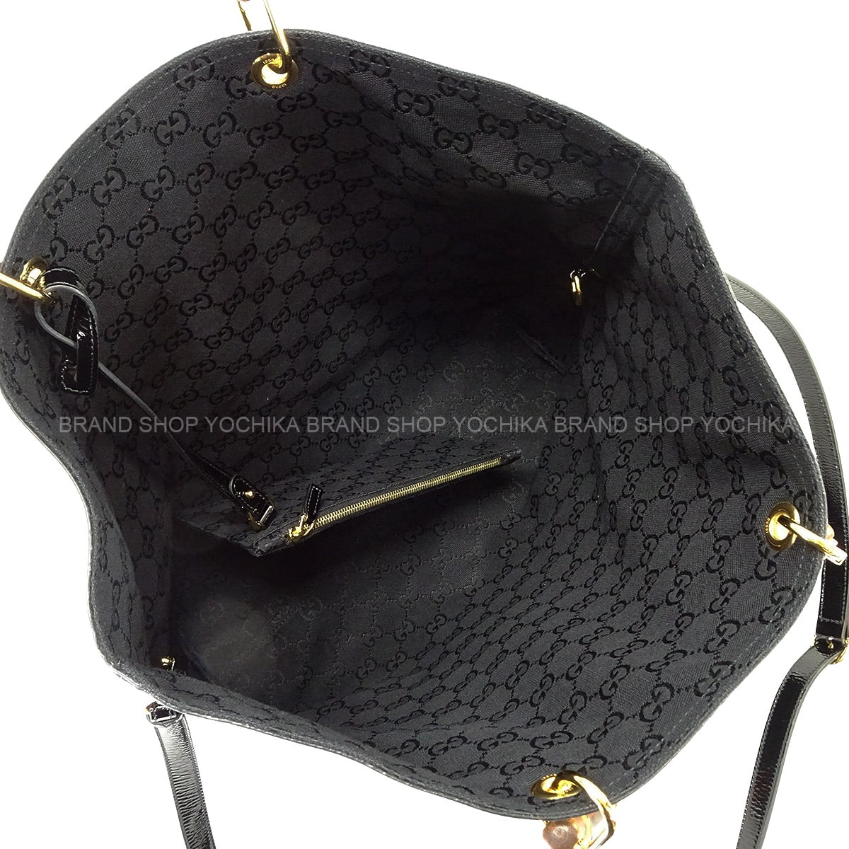 2025AW GUCCI tote bag Bamboo Reversible Large Noir (Black) Patent Enamel Leather Patent leather Gold HW 846602[EXCELLENT][Authentic]