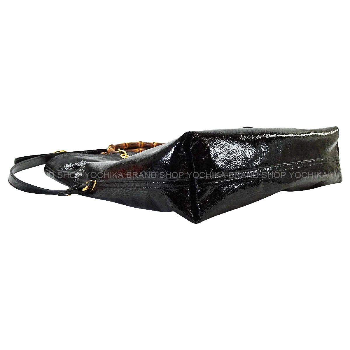 2025AW GUCCI tote bag Bamboo Reversible Large Noir (Black) Patent Enamel Leather Patent leather Gold HW 846602[EXCELLENT][Authentic]