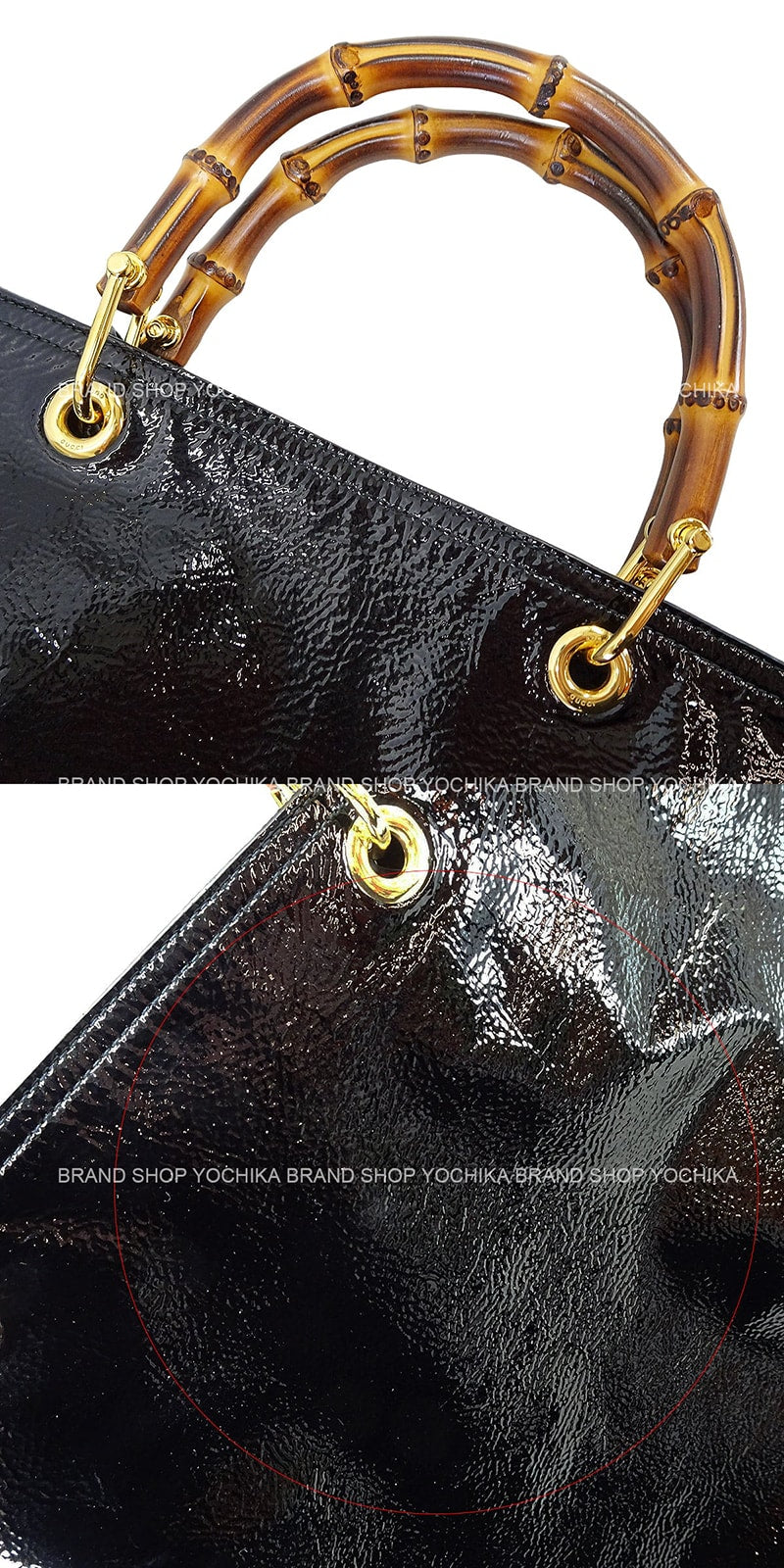 2025AW GUCCI tote bag Bamboo Reversible Large Noir (Black) Patent Enamel Leather Patent leather Gold HW 846602[EXCELLENT][Authentic]