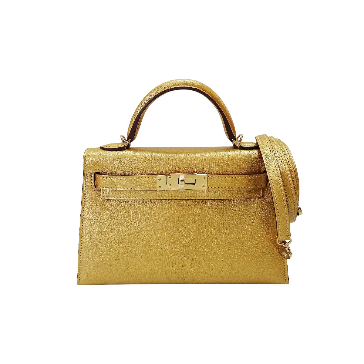 HERMES Shoulder bag Kelly mini 2 Kelly20 New Dore (Metallic Gold) Chevre Chamkila Champagne Gold HW Stamp K[BRAND NEW][Authentic]