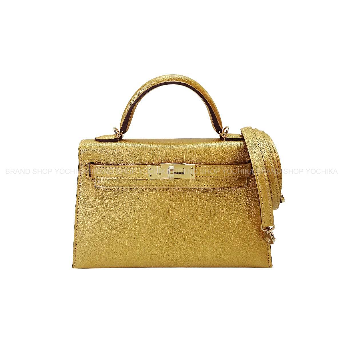 HERMES Shoulder bag Kelly mini 2 Kelly20 New Dore (Metallic Gold) Chevre Chamkila Champagne Gold HW Stamp K[BRAND NEW][Authentic]
