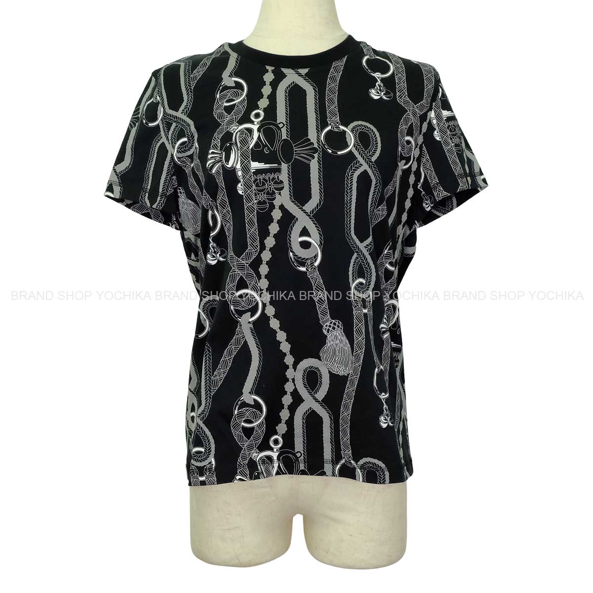 2025AW HERMES Short sleeve t shirt Ledies Palefroi Remix PrintGris Charbon Cotton100% #38[BRAND NEW][Authentic]