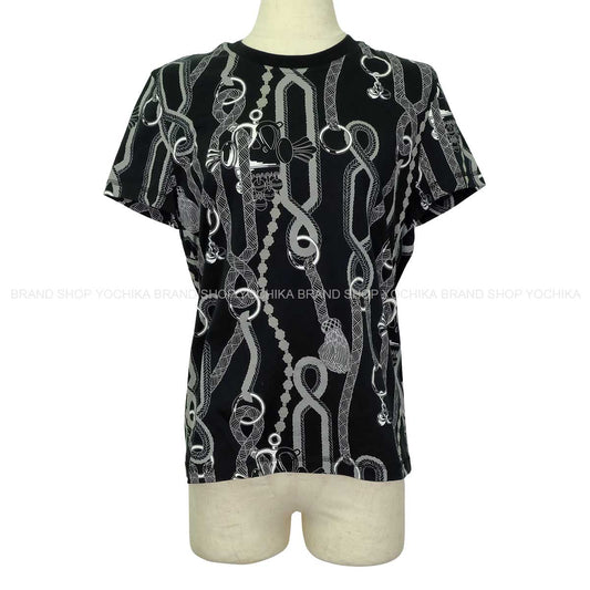 2025AW HERMES Short sleeve t shirt Ledies Palefroi Remix PrintGris Charbon Cotton100% #38[BRAND NEW][Authentic]