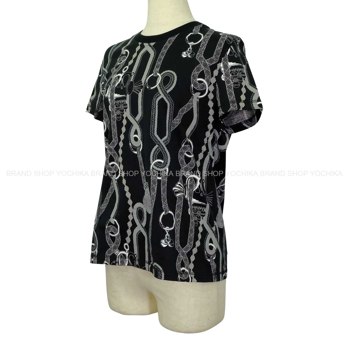 2025AW HERMES Short sleeve t shirt Ledies Palefroi Remix PrintGris Charbon Cotton100% #38[BRAND NEW][Authentic]