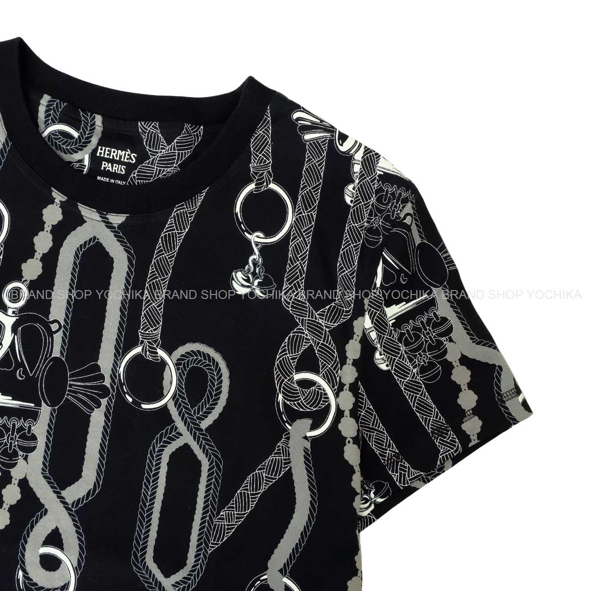 2025AW HERMES Short sleeve t shirt Ledies Palefroi Remix PrintGris Charbon Cotton100% #38[BRAND NEW][Authentic]