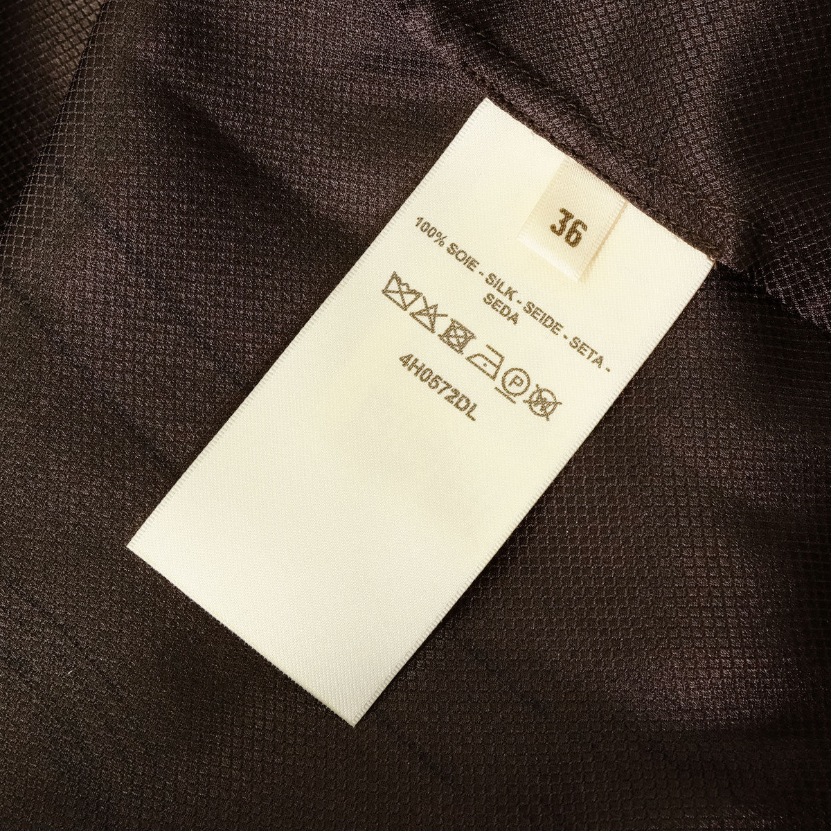HERMES dress Ledies Long Short sleeve with Belt En Desordre FinesseMarron Ebene Silk100% #36[EXCELLENT][Authentic]