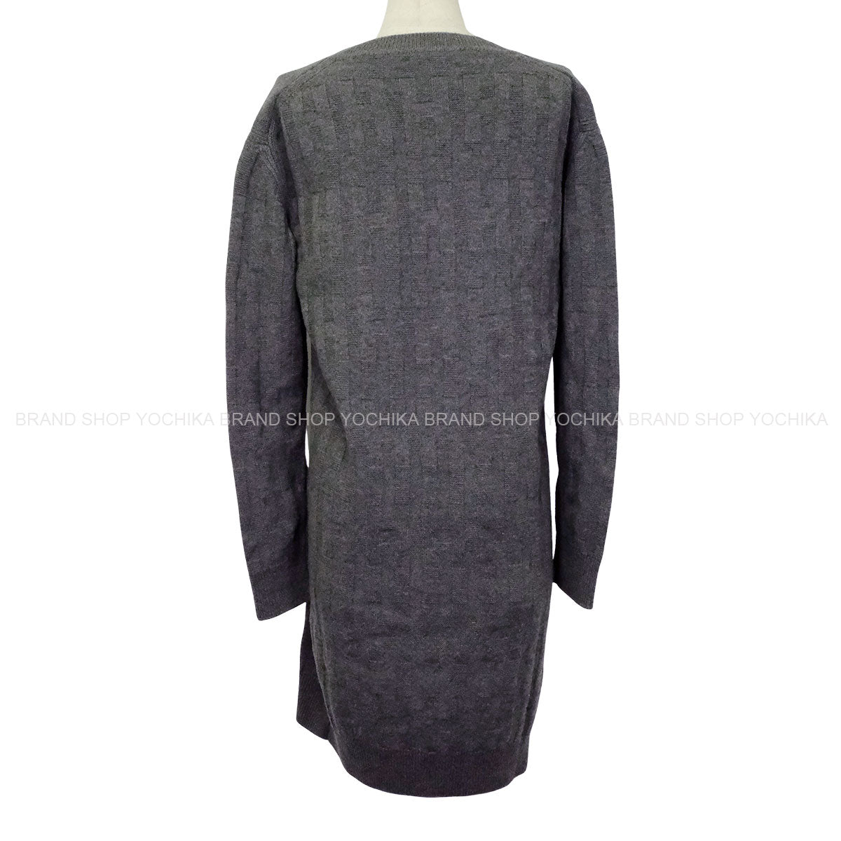 [Pre-loved] 2022AW HERMES dress Ladies Knit One-piece H-logo Grey Wool100% #36[LIKE NEW][Authentic]