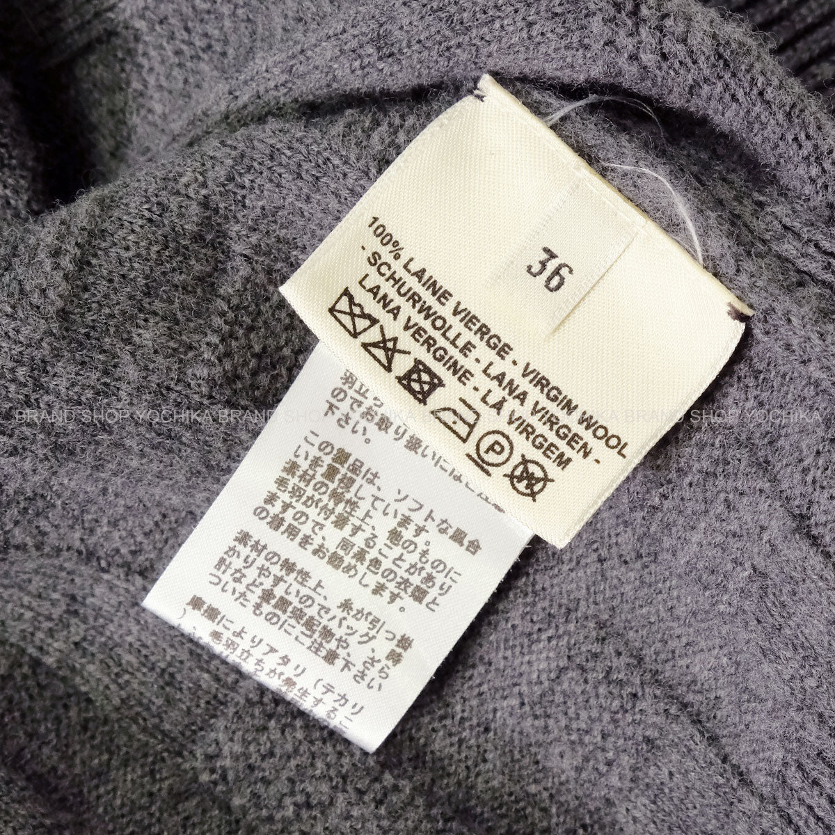 [Pre-loved] 2022AW HERMES dress Ladies Knit One-piece H-logo Grey Wool100% #36[LIKE NEW][Authentic]