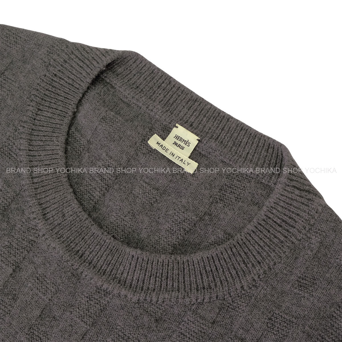 [Pre-loved] 2022AW HERMES dress Ladies Knit One-piece H-logo Grey Wool100% #36[LIKE NEW][Authentic]