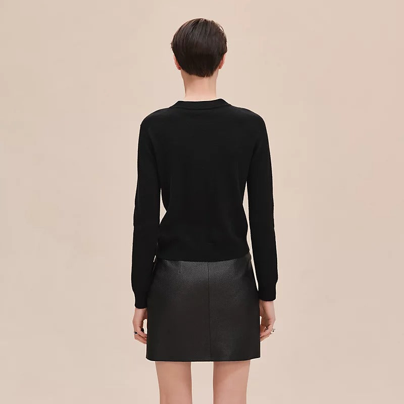 [Pre-loved] 2022AW HERMES Sweater Ledies Long sleeve H-Lift Knit Noir (Black) Cashmere ＃40[LIKE NEW][Authentic]
