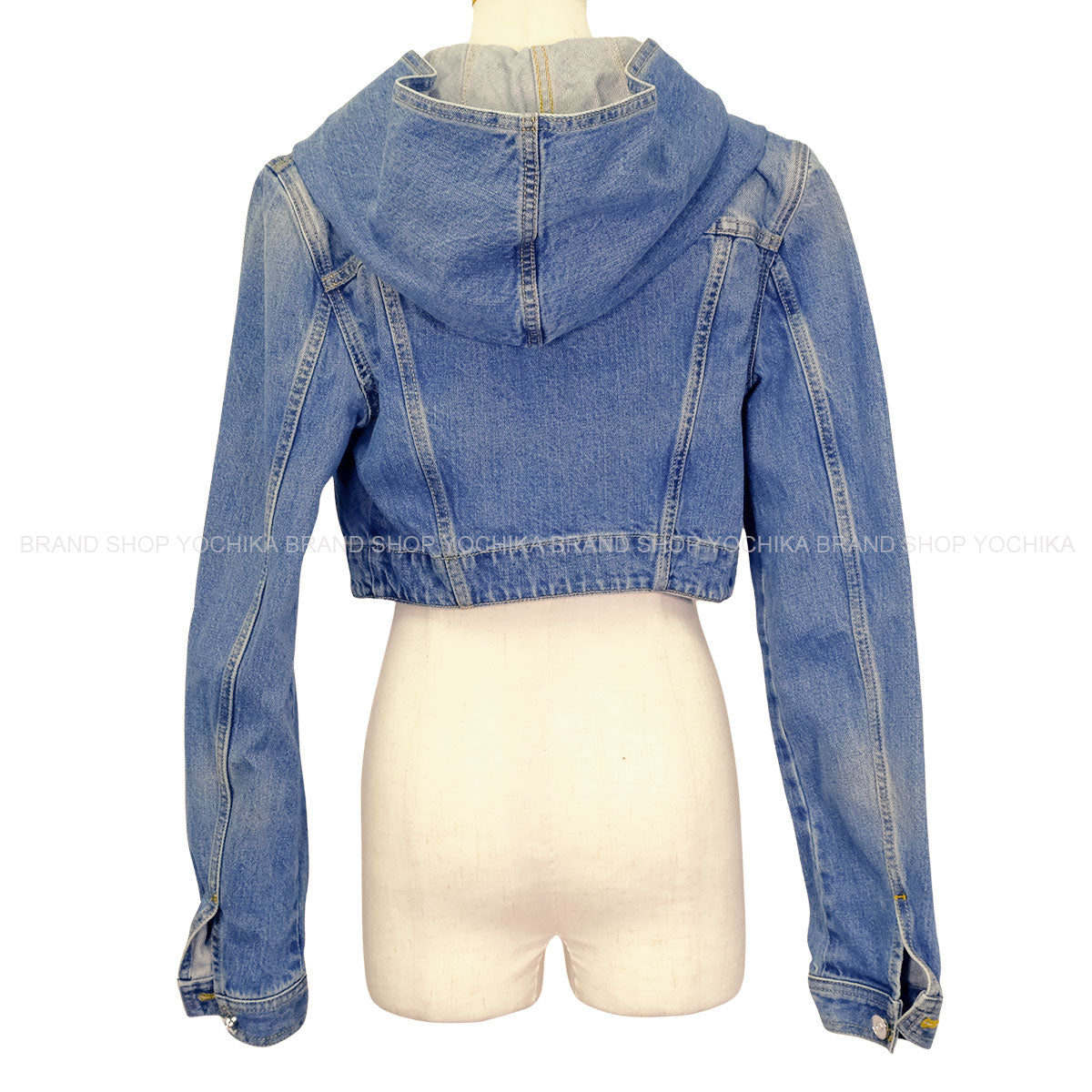 ALAIA Denim jacket with Hood Short Blue Cotton #40 AA9V03064T536[BRAND NEW][Authentic]