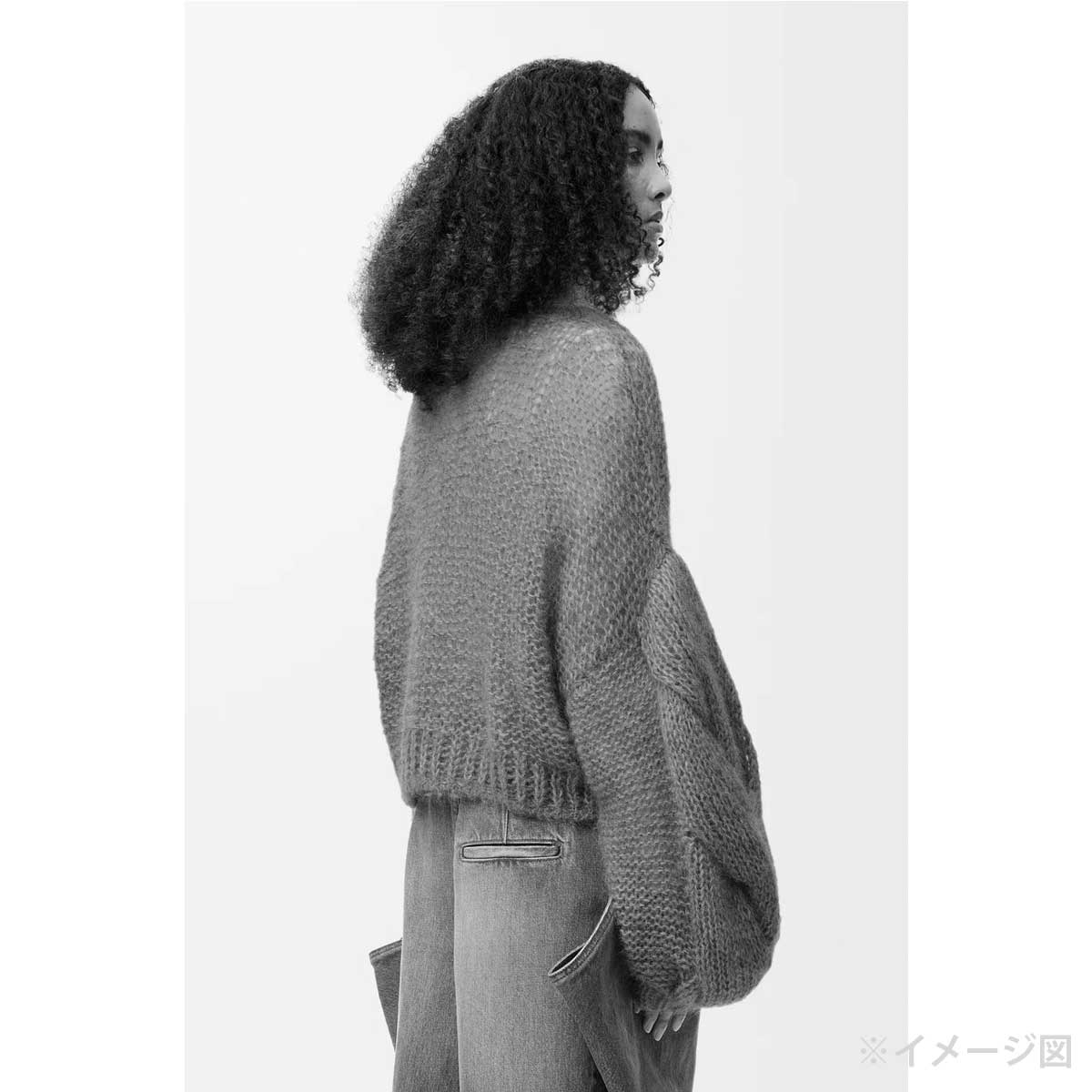 [Pre-loved] LOEWE Knit Long sleeve Glitter Anagram Puff Sleeve Noir (Black) Mohair/Polyamide/Polyester #XS S359Y14KDS[LIKE NEW][Authentic]