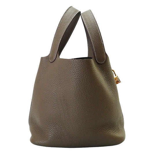 [Pre-loved] HERMES Handbag Picotin Lock 22 MM Etoupe Taurillon Clemence Gold HW Stamp W[LIKE NEW][Authentic]