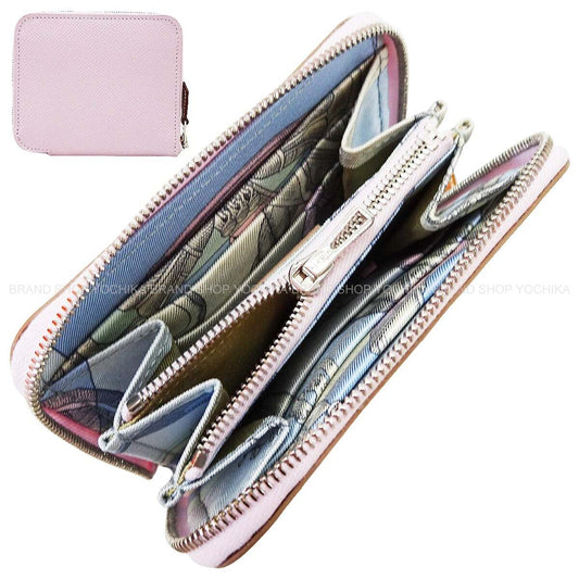 HERMES Bi-fold wallet Azap Silk'in Compact Della Cavalleria Mauve Pale Veau Epsom/Veau Barenia Silver HW Stamp W[BRAND NEW][Authentic]
