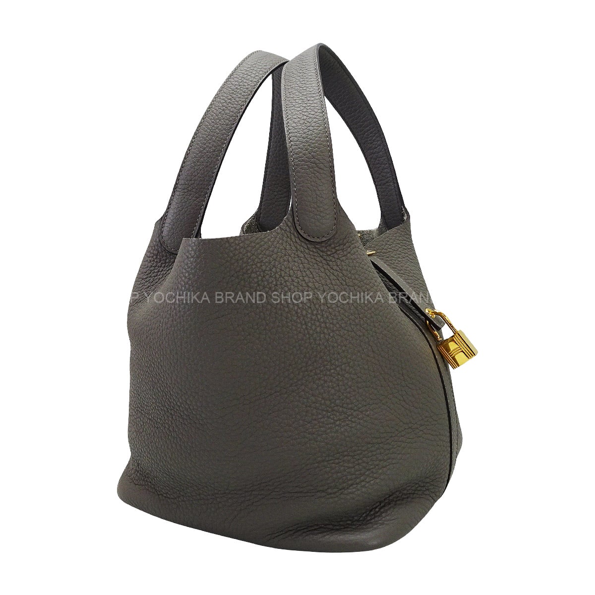 [Pre-loved] HERMES Handbag Picotin Lock 22 MM Gris Meyer Taurillon Clemence Gold HW Stamp U[LIKE NEW][Authentic]