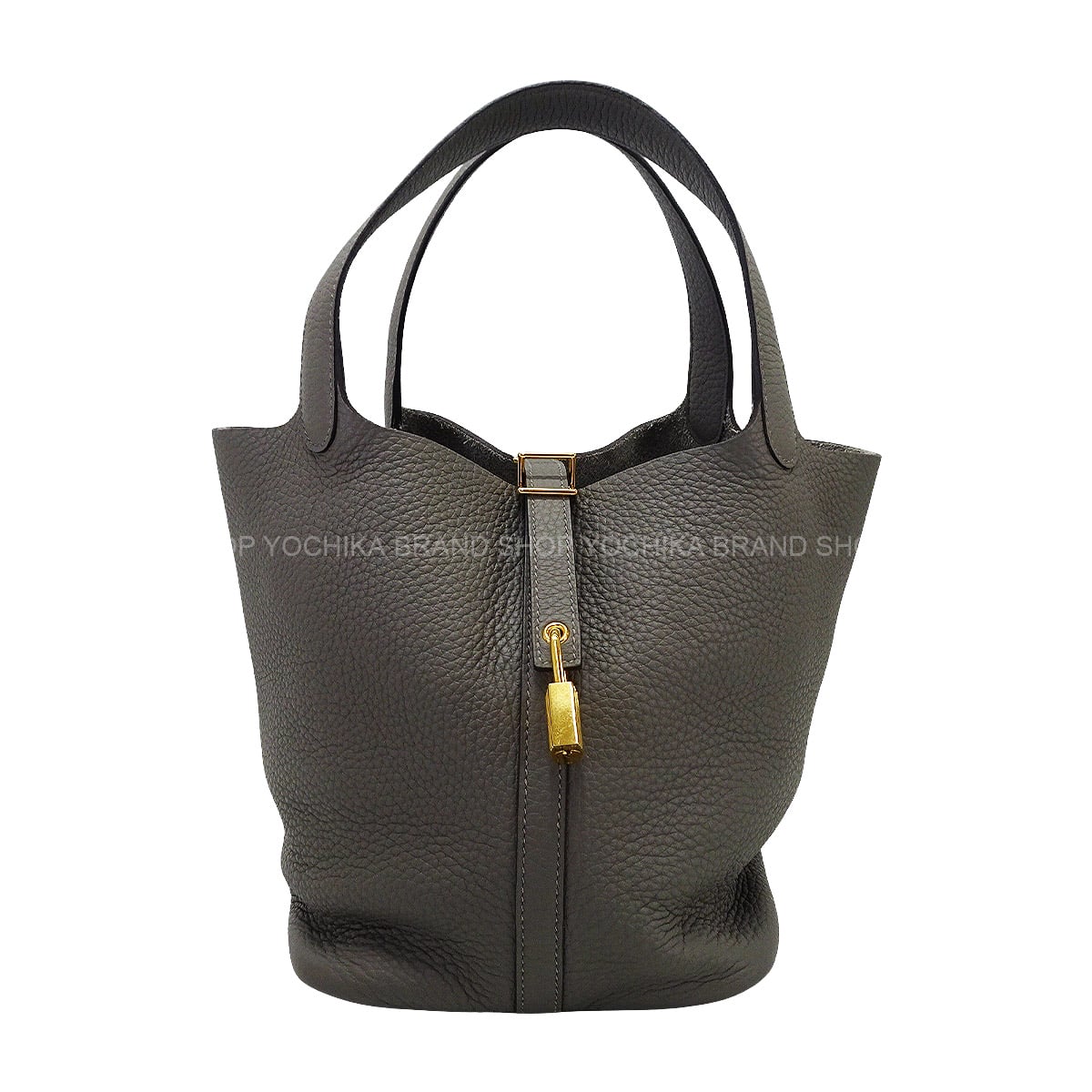 [Pre-loved] HERMES Handbag Picotin Lock 22 MM Gris Meyer Taurillon Clemence Gold HW Stamp U[LIKE NEW][Authentic]