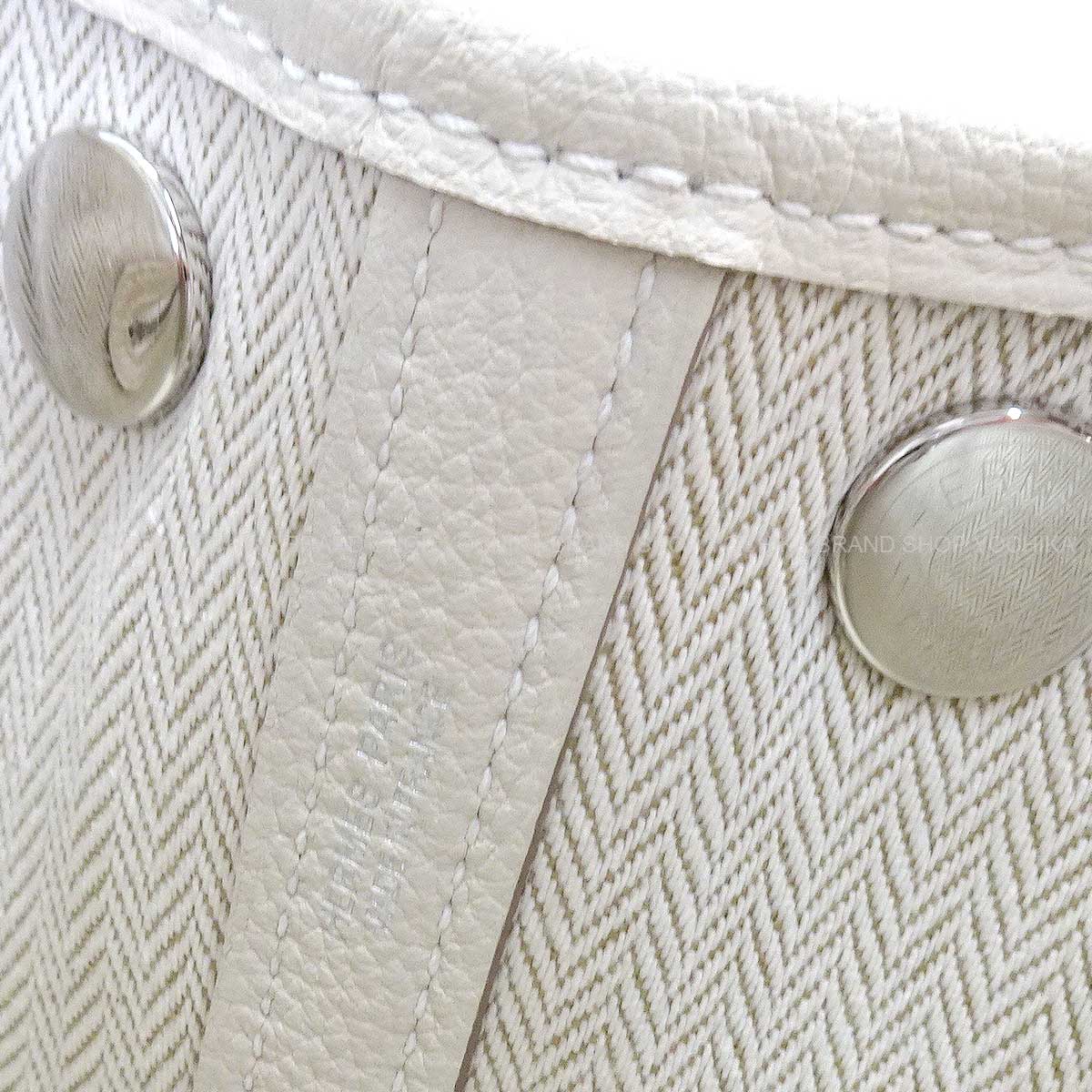 HERMES Handbag Neo Garden Party 23 Craie Veau Negonda Silver HW Stamp K[BRAND NEW][Authentic]