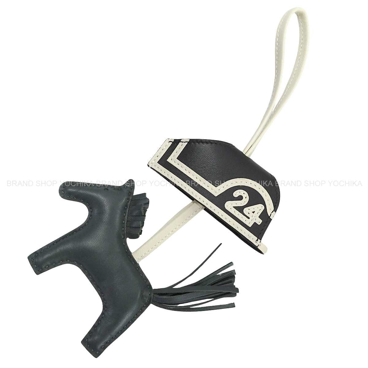 HERMES bag charm Rodeo Robeo 24 PM Vert Mangrove/Noir (Black)/Craie Agneau Milo/Veau Swift Stamp K[BRAND NEW][Authentic]