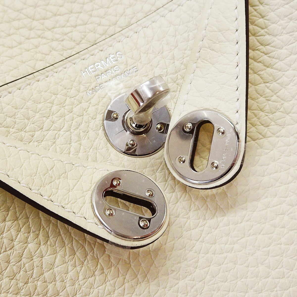 HERMES Shoulder bag Lindy mini 20 Cream Taurillon Clemence Silver HW Stamp K[BRAND NEW][Authentic]