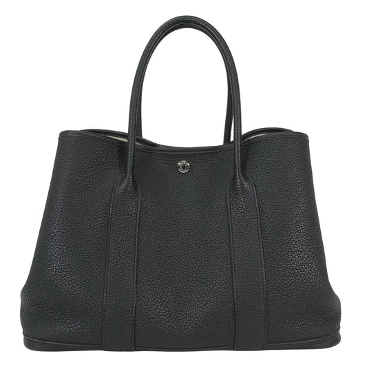 [Pre-loved] HERMES tote bag Garden Party 36 PM All Leather Noir (Black) Veau Negonda Silver HW Stamp Y[USED SA][Authentic]