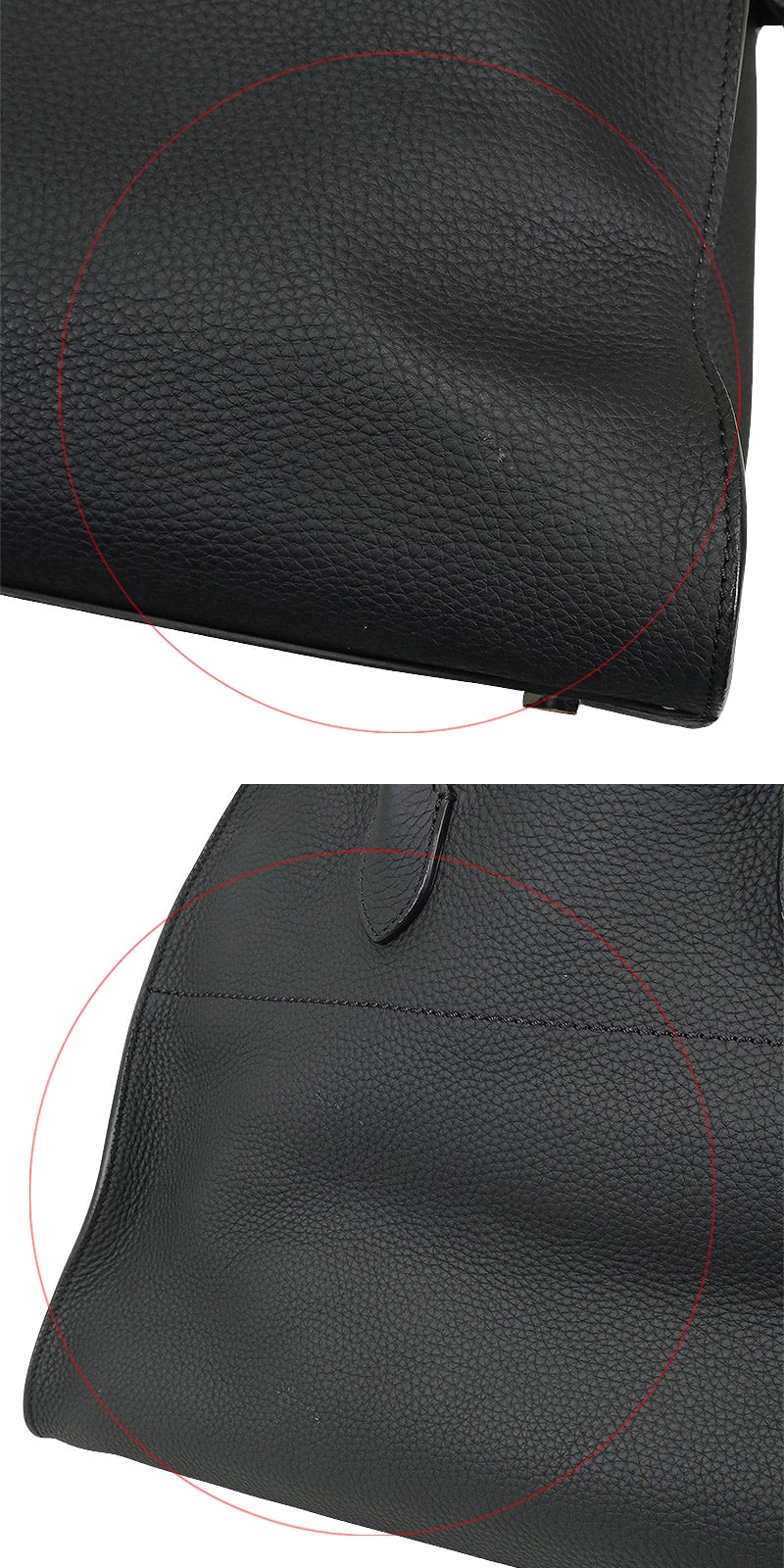 [Pre-loved] The Row Handbag Soft Margaux 15 Noir (Black) Calf leather Silver HW W1255LL33[USED SA][Authentic]