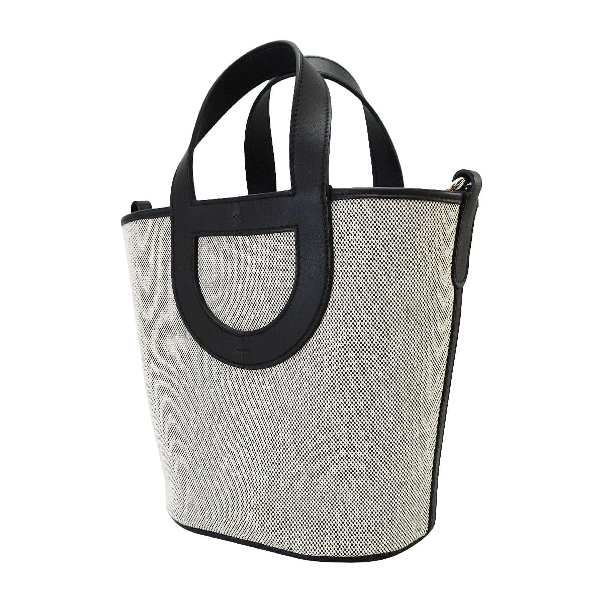HERMES Handbag In the Loop 18 Noir (Black)/Ecru Toile H/Veau Swift Silver HW Stamp W[EXCELLENT][Authentic]