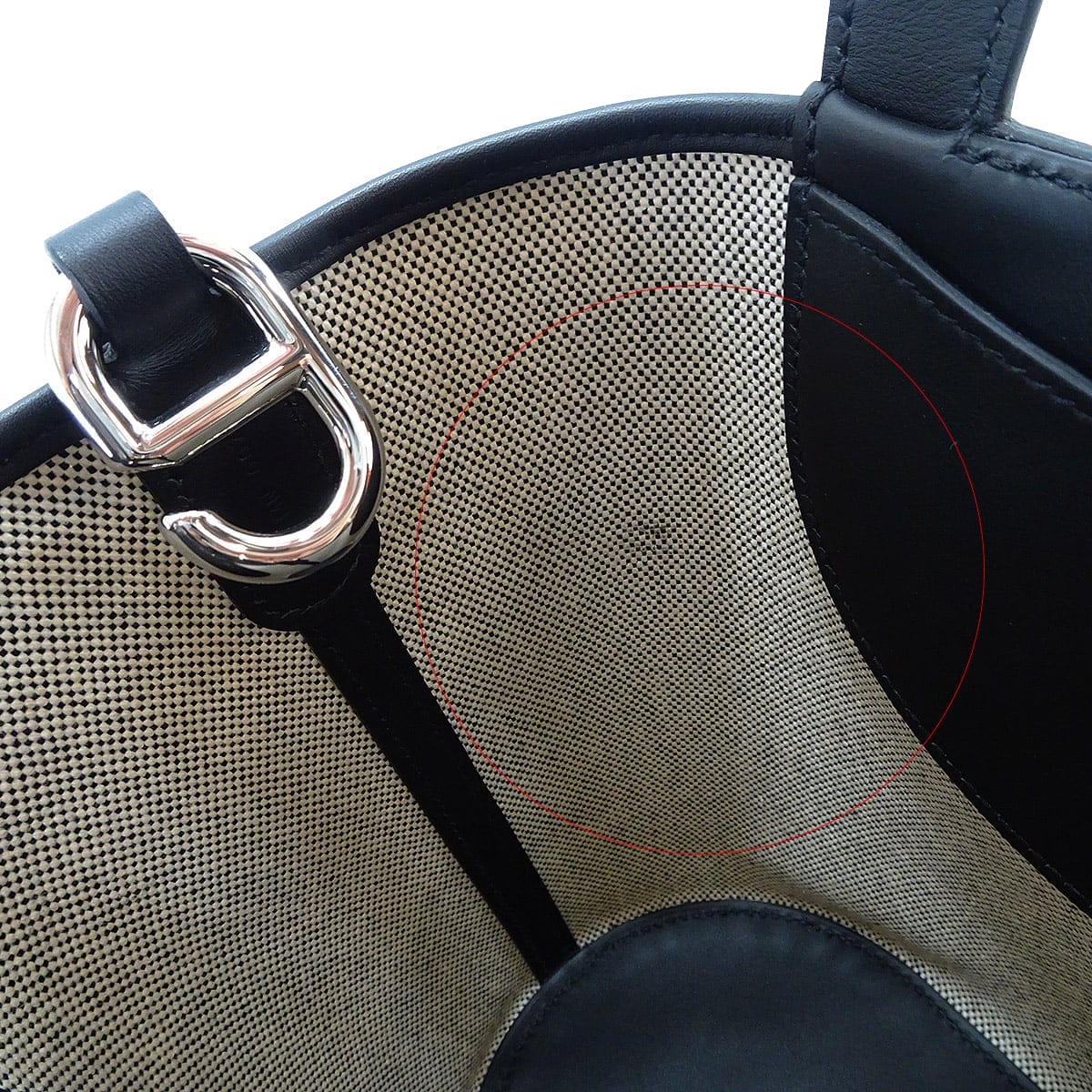 HERMES Handbag In the Loop 18 Noir (Black)/Ecru Toile H/Veau Swift Silver HW Stamp W[EXCELLENT][Authentic]