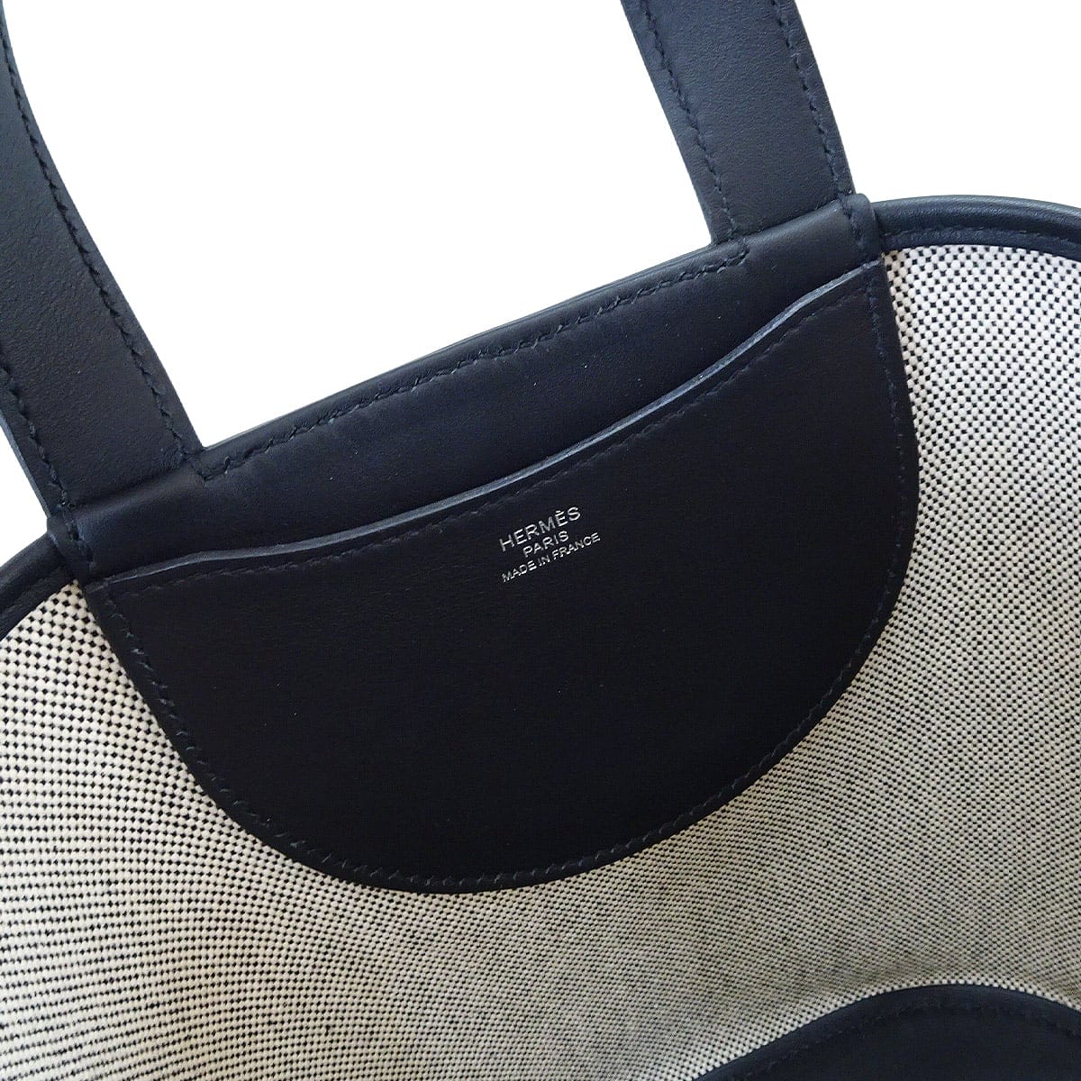 HERMES Handbag In the Loop 18 Noir (Black)/Ecru Toile H/Veau Swift Silver HW Stamp W[EXCELLENT][Authentic]