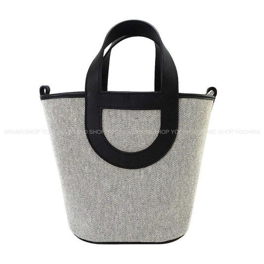 HERMES Handbag In the Loop 18 Noir (Black)/Ecru Toile H/Veau Swift Silver HW Stamp W[EXCELLENT][Authentic]