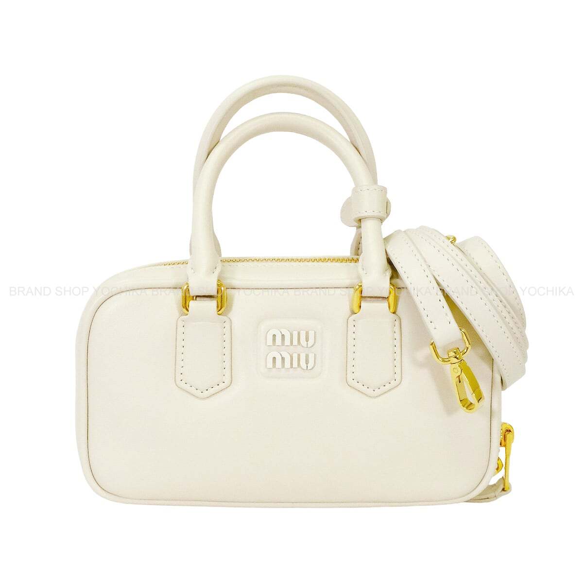 [Pre-loved] Miu Miu Handbag Arcadie Mini #TUChalk white Leather Gold HW 5BP088_ACR3_F0K74[LIKE NEW][Authentic]