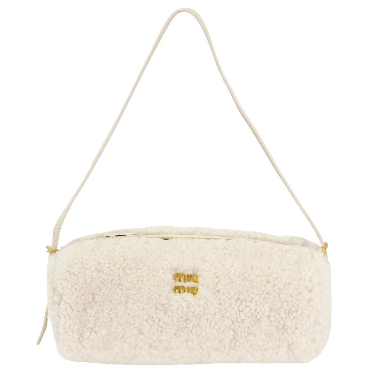 Miu Miu Handbag Mouton #TU Ivory Sheep fur/Lamb leather Gold HW 5NE851_AF7T_F0304[EXCELLENT][Authentic]