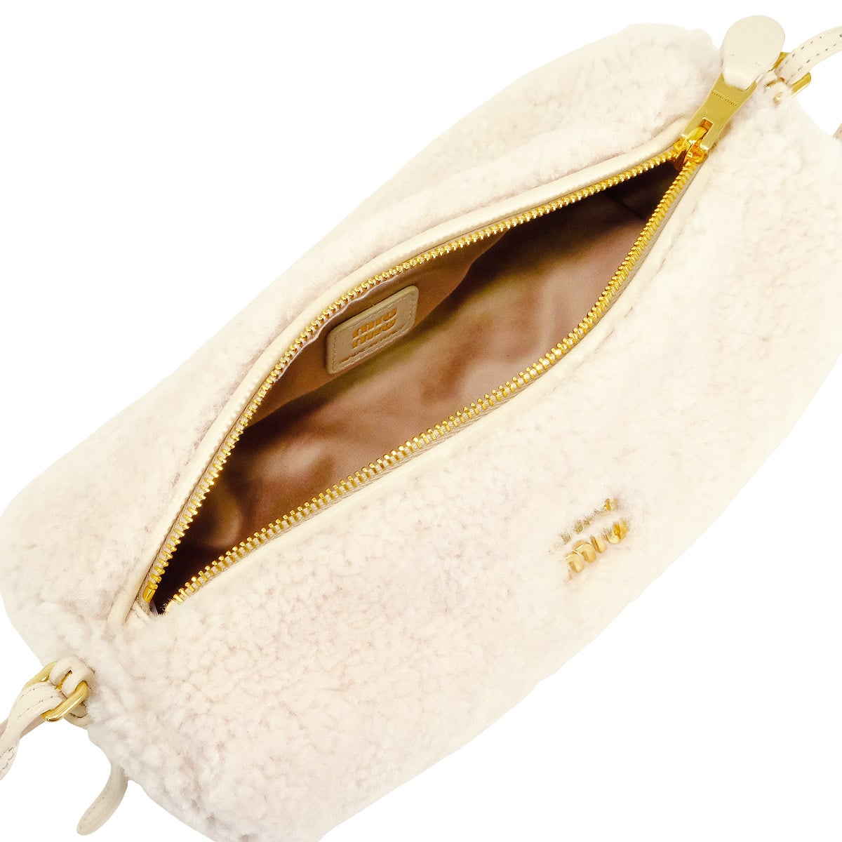 Miu Miu Handbag Mouton #TU Ivory Sheep fur/Lamb leather Gold HW 5NE851_AF7T_F0304[EXCELLENT][Authentic]