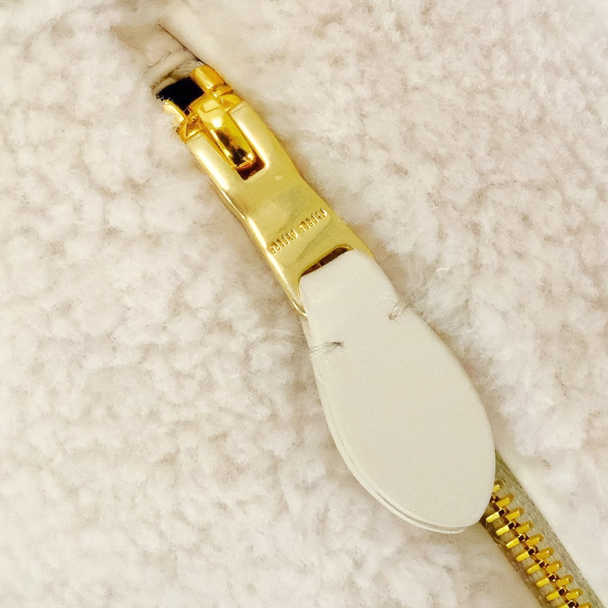 Miu Miu Handbag Mouton #TU Ivory Sheep fur/Lamb leather Gold HW 5NE851_AF7T_F0304[EXCELLENT][Authentic]