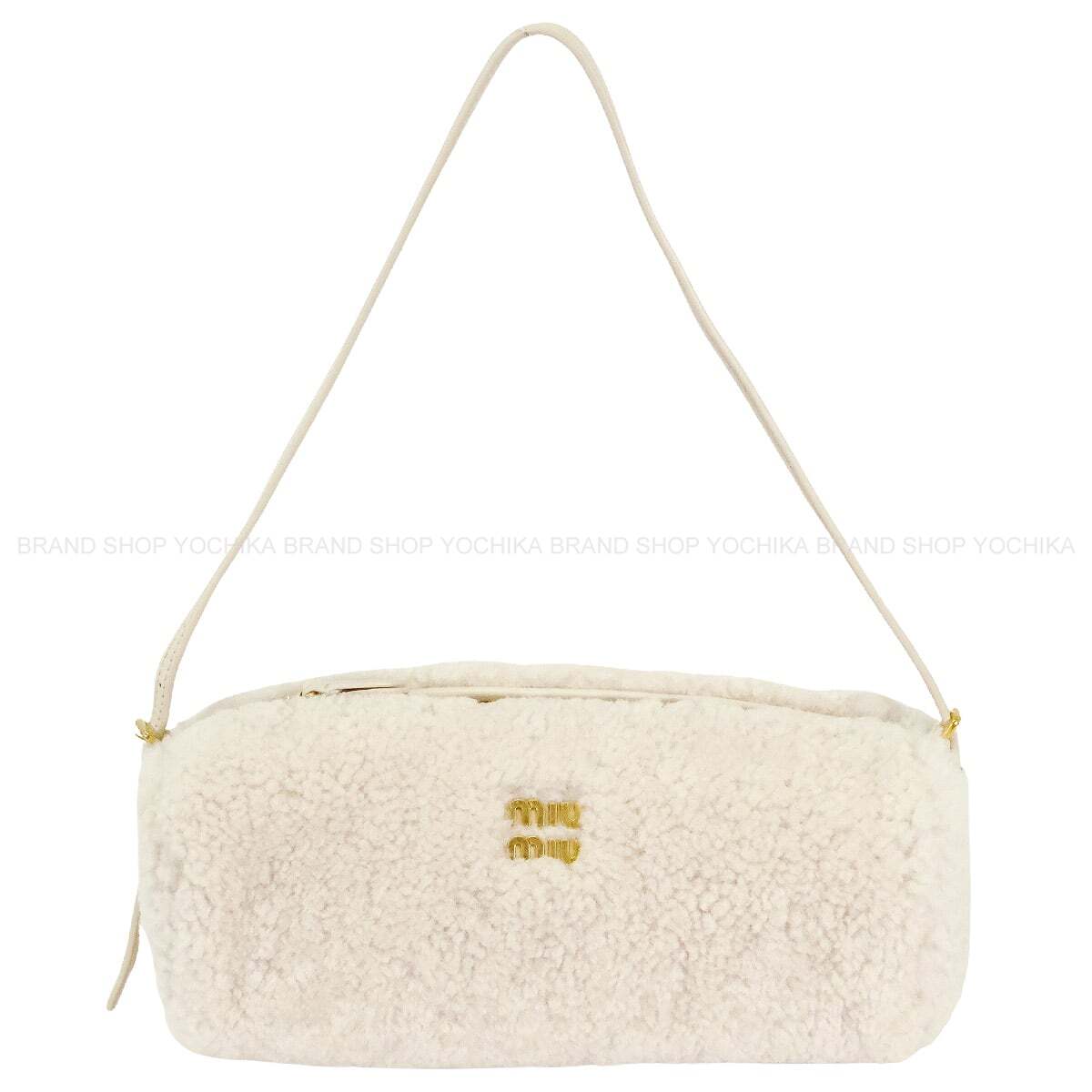 Miu Miu Handbag Mouton #TU Ivory Sheep fur/Lamb leather Gold HW 5NE851_AF7T_F0304[EXCELLENT][Authentic]