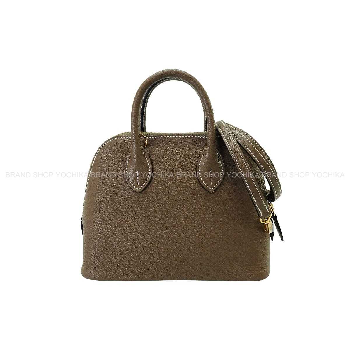 HERMES Shoulder bag Bolide 1923 20 mini Etoupe Chevre Mysore Gold HW Stamp W[EXCELLENT][Authentic]